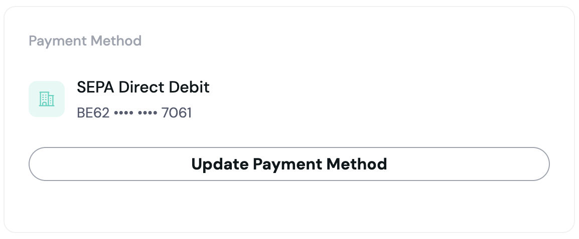 Update Payment Method button in fiskaly HUB billing page
